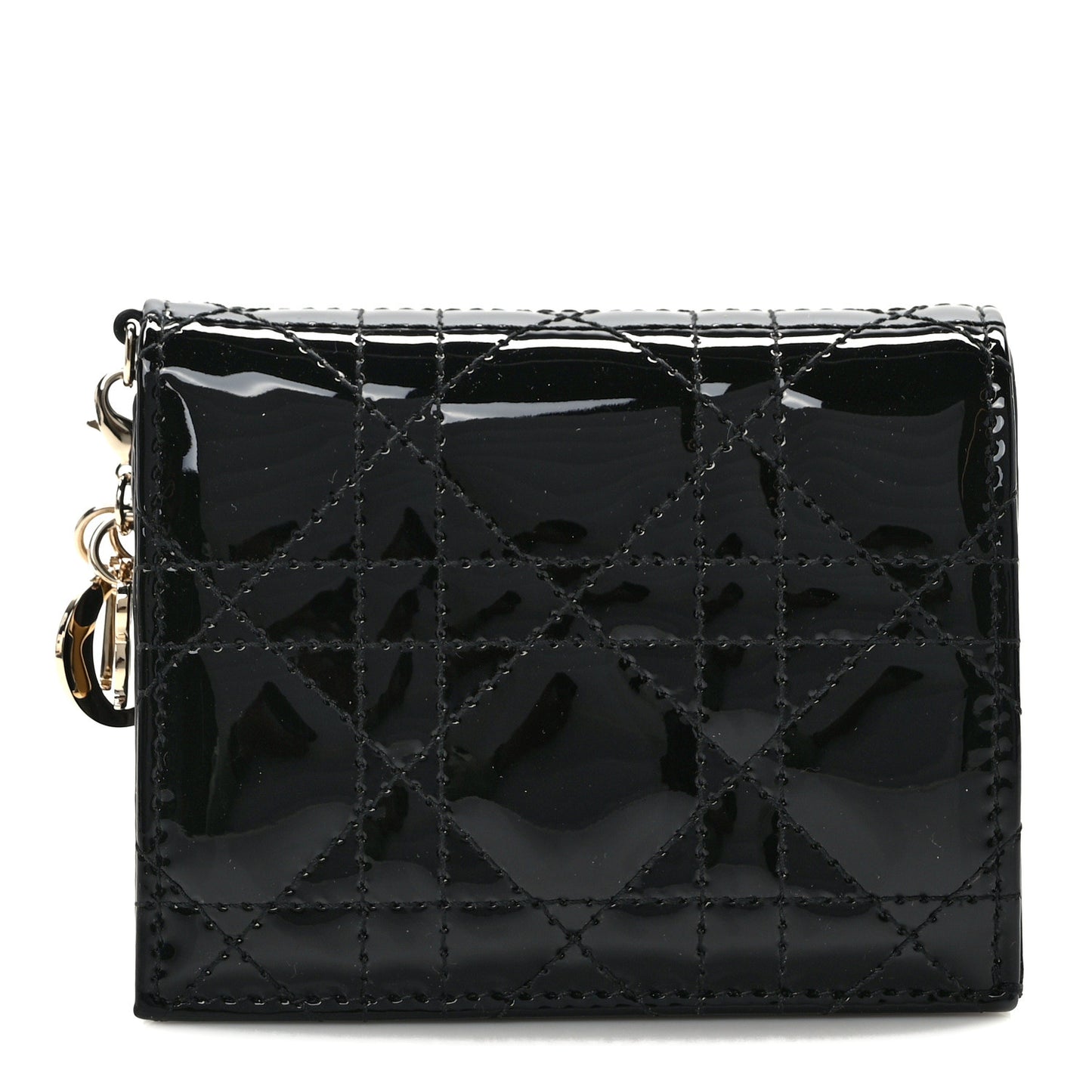 Patent Cannage Mini Lady Dior Gardenia Wallet Black