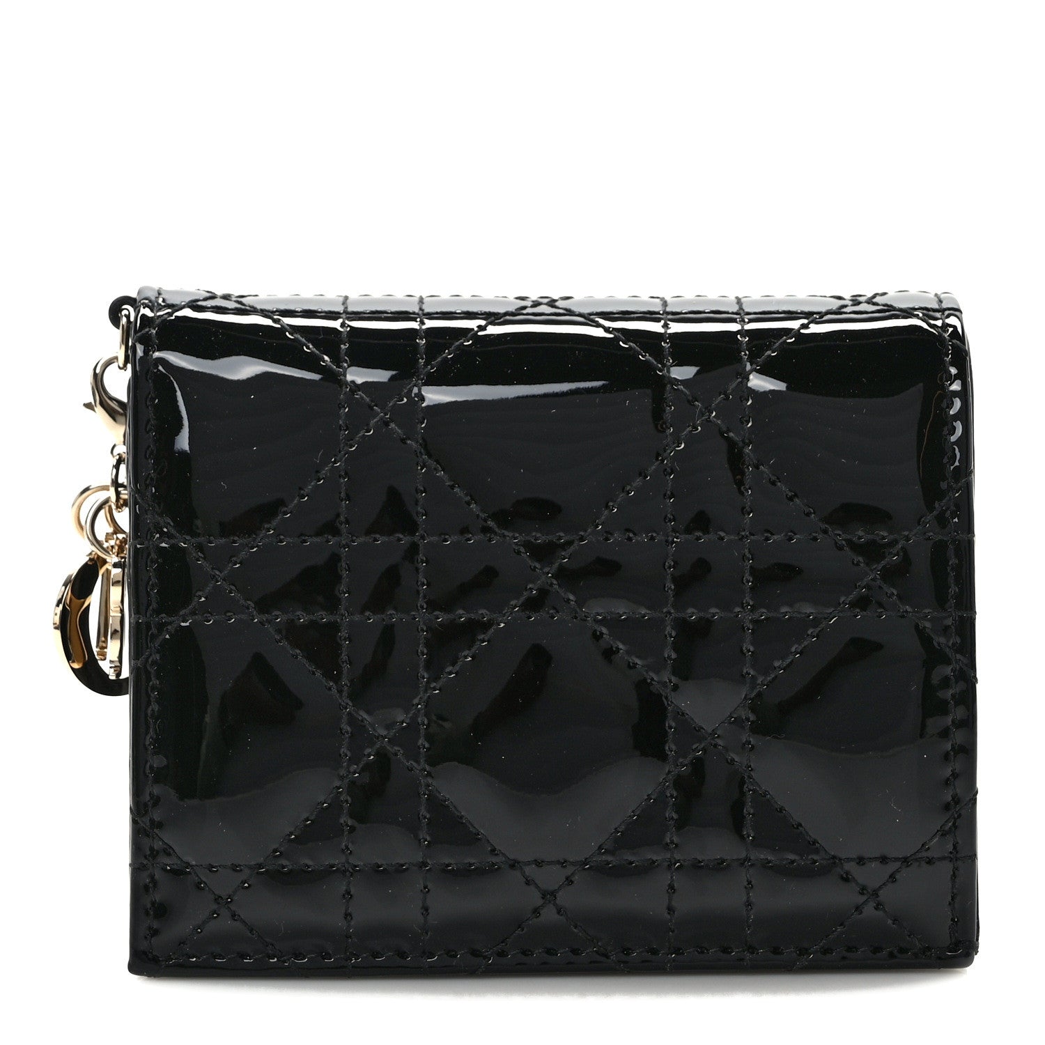 Christian Dior Patent Cannage Mini Lady Dior Gardenia Wallet Black 1 of 9