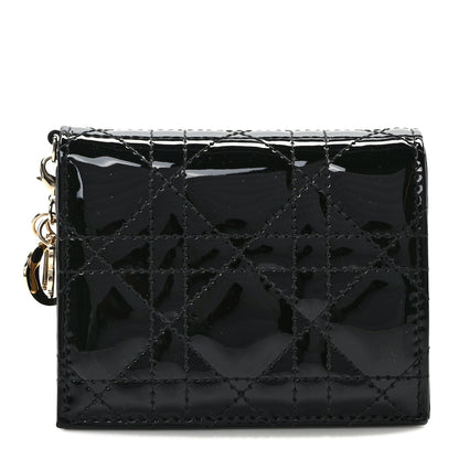 Christian Dior Patent Cannage Mini Lady Dior Gardenia Wallet Black 1 of 9