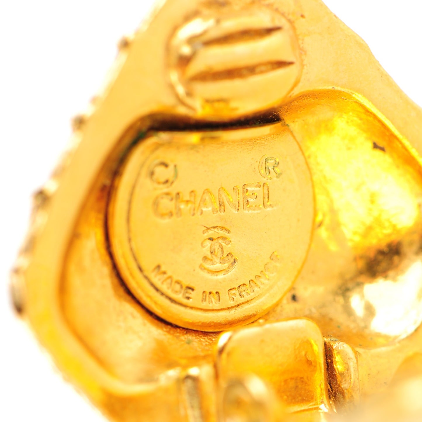 Crystal CC Clip On Earrings Gold