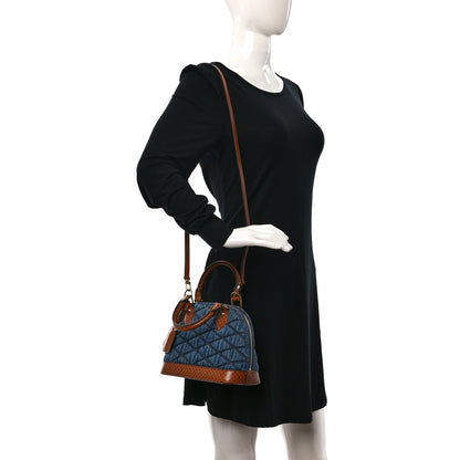 Louis Vuitton Denim Calfskin Reverse Monogram Malletage Alma BB Blue 2 of 8