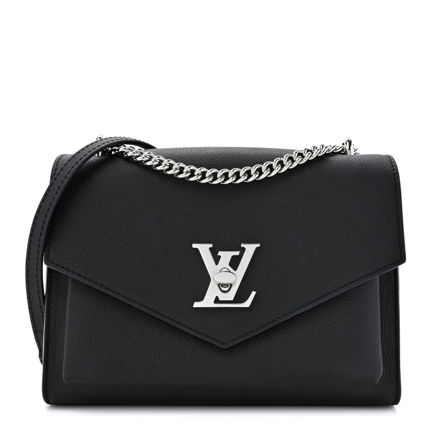 Louis Vuitton Soft Calfskin Mylockme Chain Bag BB Black 1 of 9