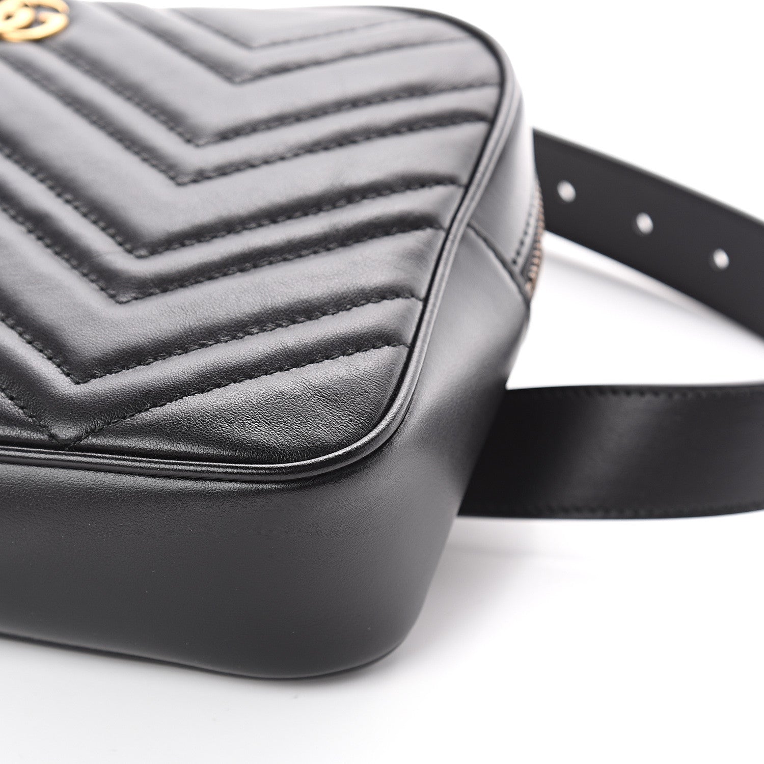 Gucci Calfskin Matelasse Mens GG Marmont Belt Bag 90 36 Black 8 of 8