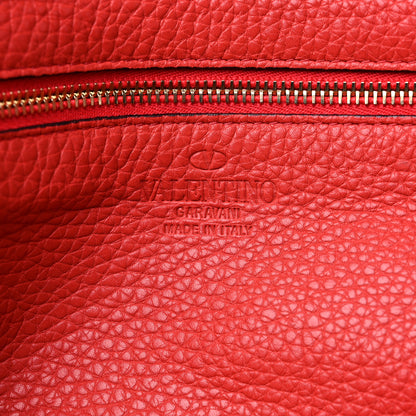 Valentino Garavani Pebbled Calfskin Medium Rockstud Tote Deep Coral 6 of 15