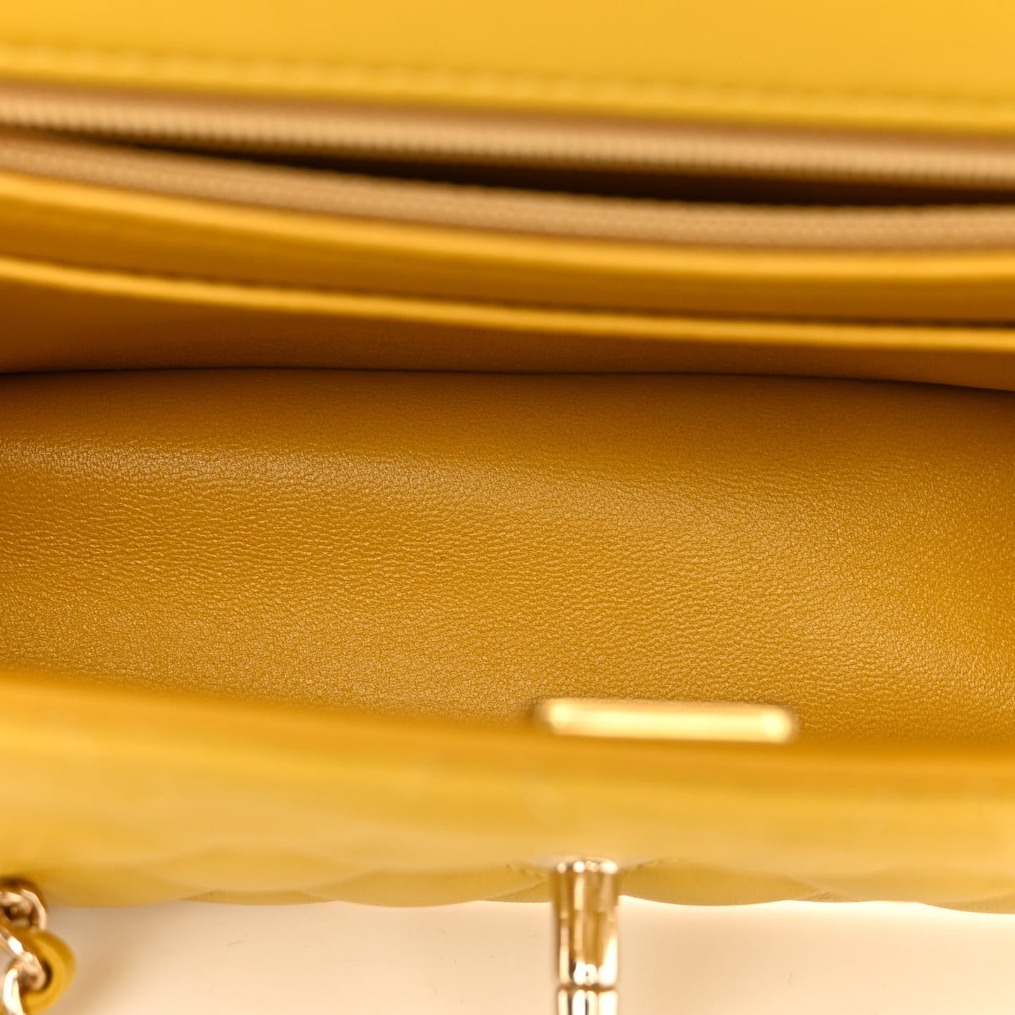 Lambskin Quilted Mini Top Handle Rectangular Flap Yellow