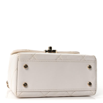 Chanel Shiny Calfskin Quilted CC Handle Vanity Flap Bag White 4 of 10