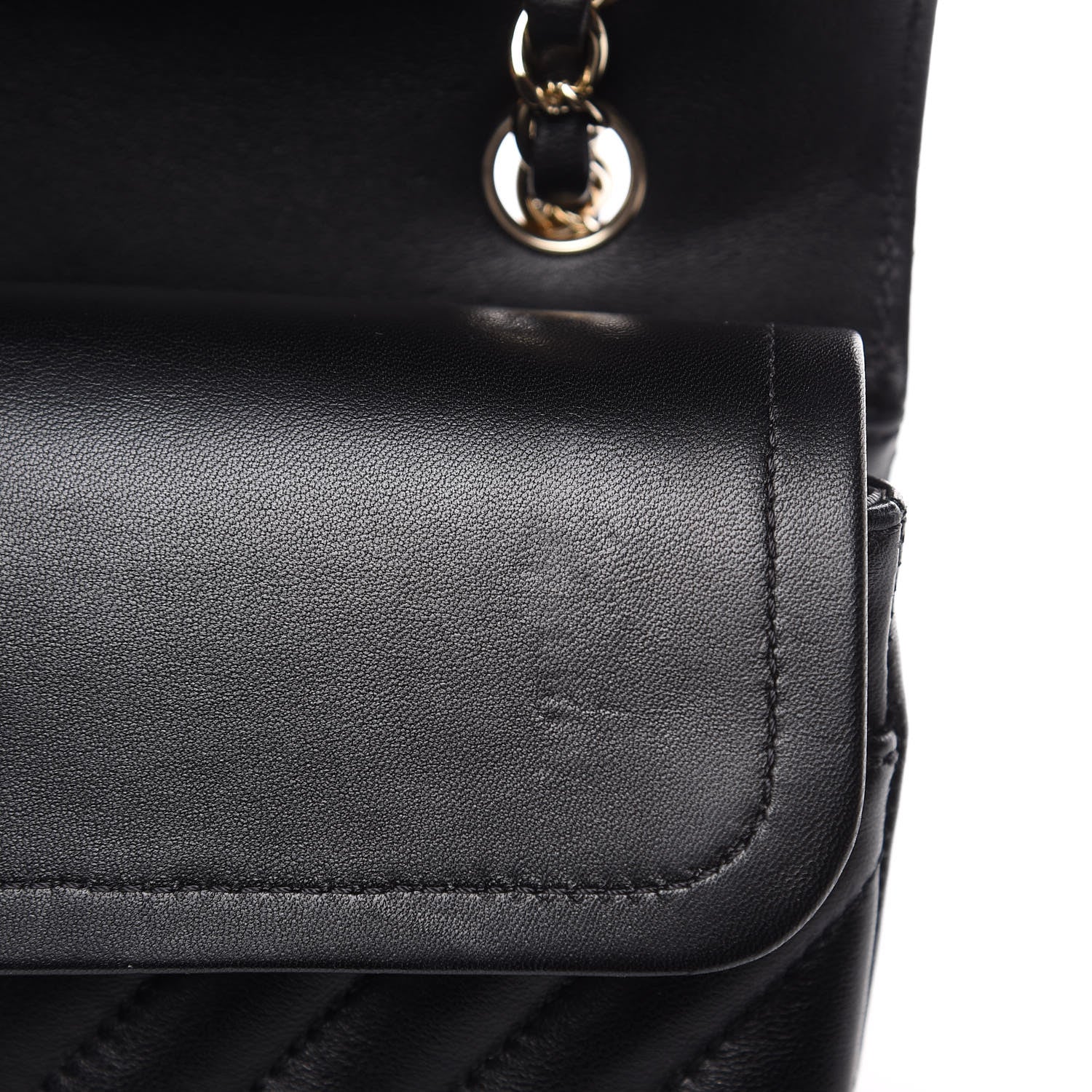 Chanel Lambskin Chevron Quilted Medium Double Flap Black 10 of 17