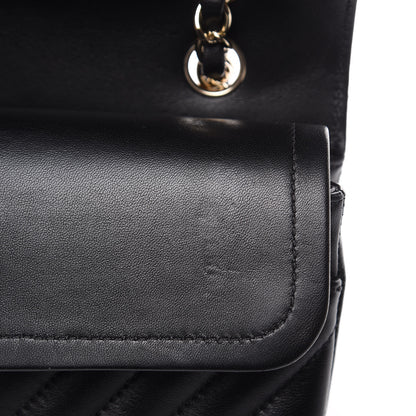Chanel Lambskin Chevron Quilted Medium Double Flap Black 10 of 17