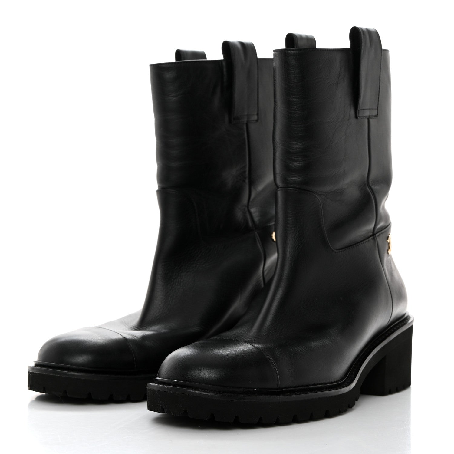 Chanel Calfskin CC Ankle Boots 38 Black 3 of 9