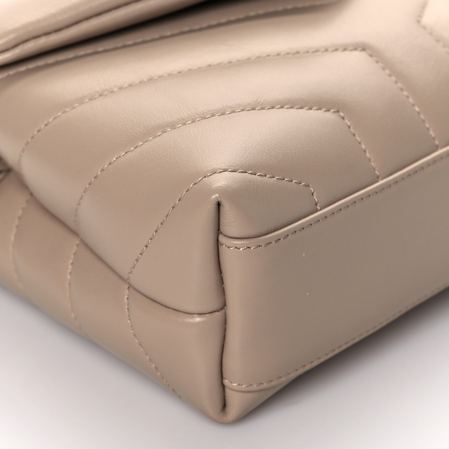 Saint Laurent Calfskin Y Quilted Monogram Toy Loulou Crossbody Bag Latte 9 of 10