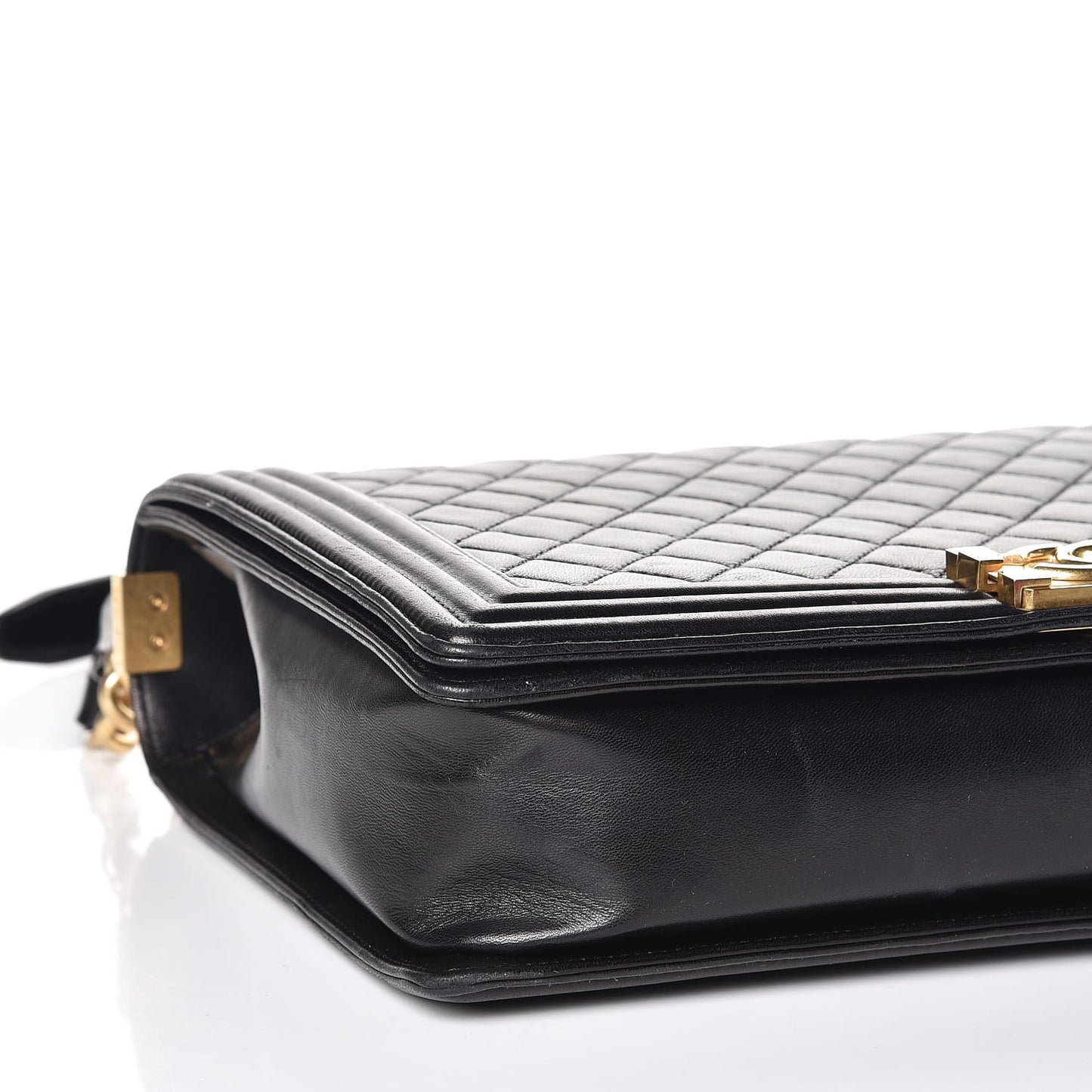 Lambskin Quilted Large Boy Flap Black