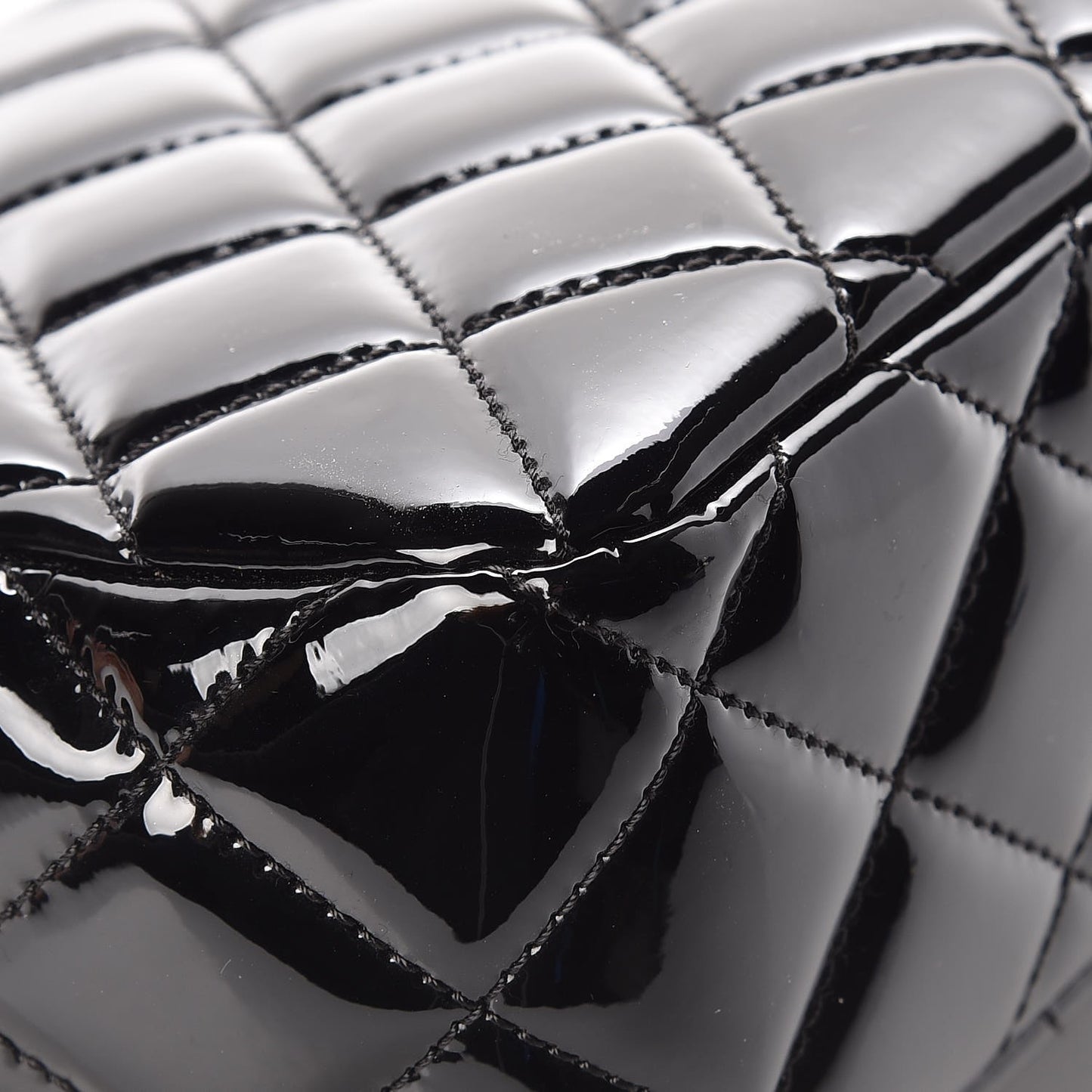 Patent Quilted Large Coco Shine Flap Black