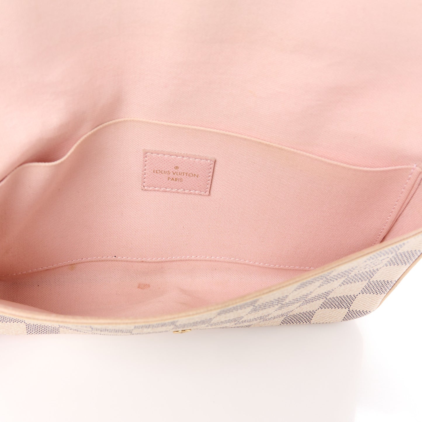 Damier Azur Pochette Felicie Chain Wallet Rose Ballerine