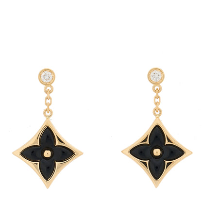 Louis Vuitton 18K Yellow Gold Diamond Onyx Color Blossom BB Star Earrings 1 of 4