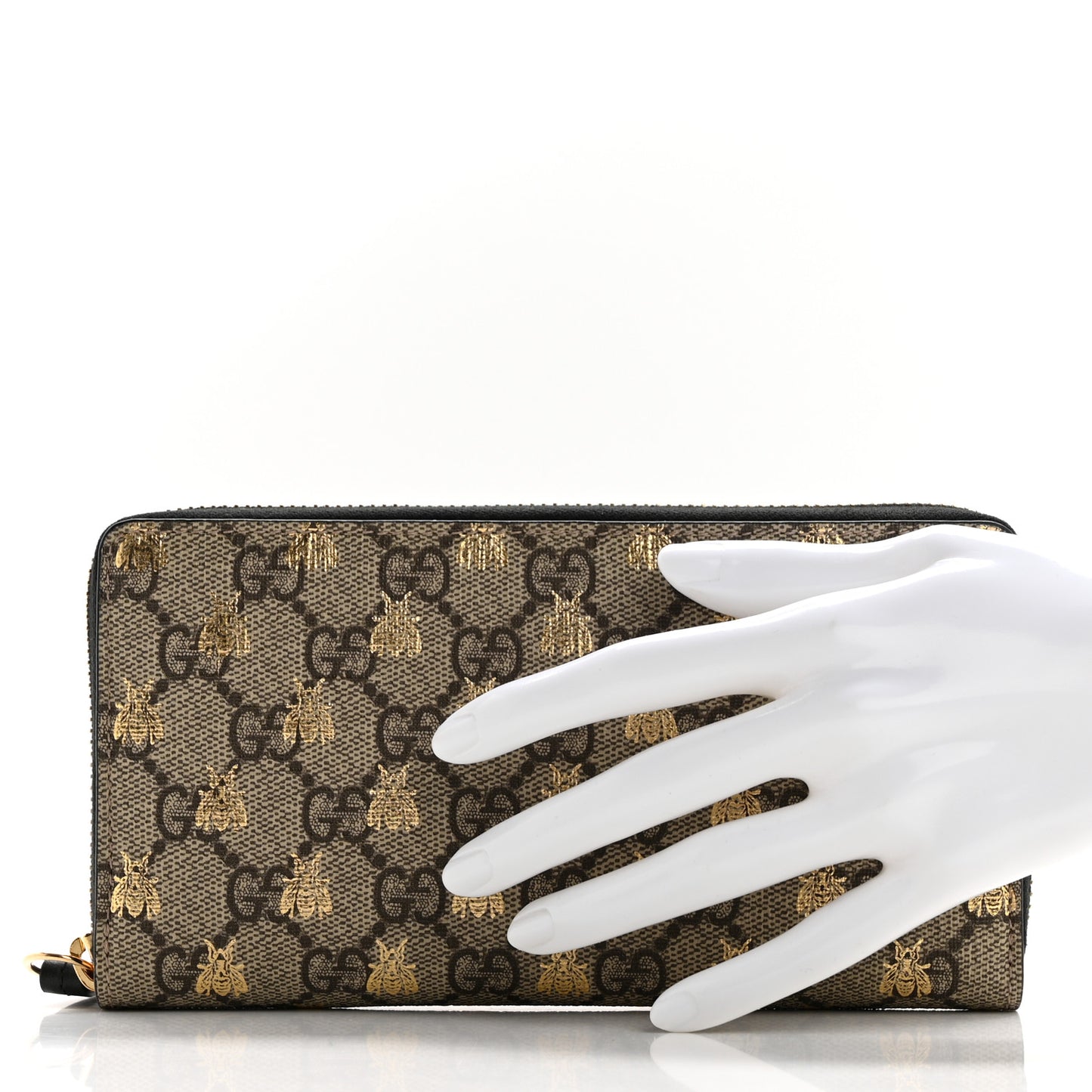 GG Supreme Monogram Bees Zip Around Wallet
