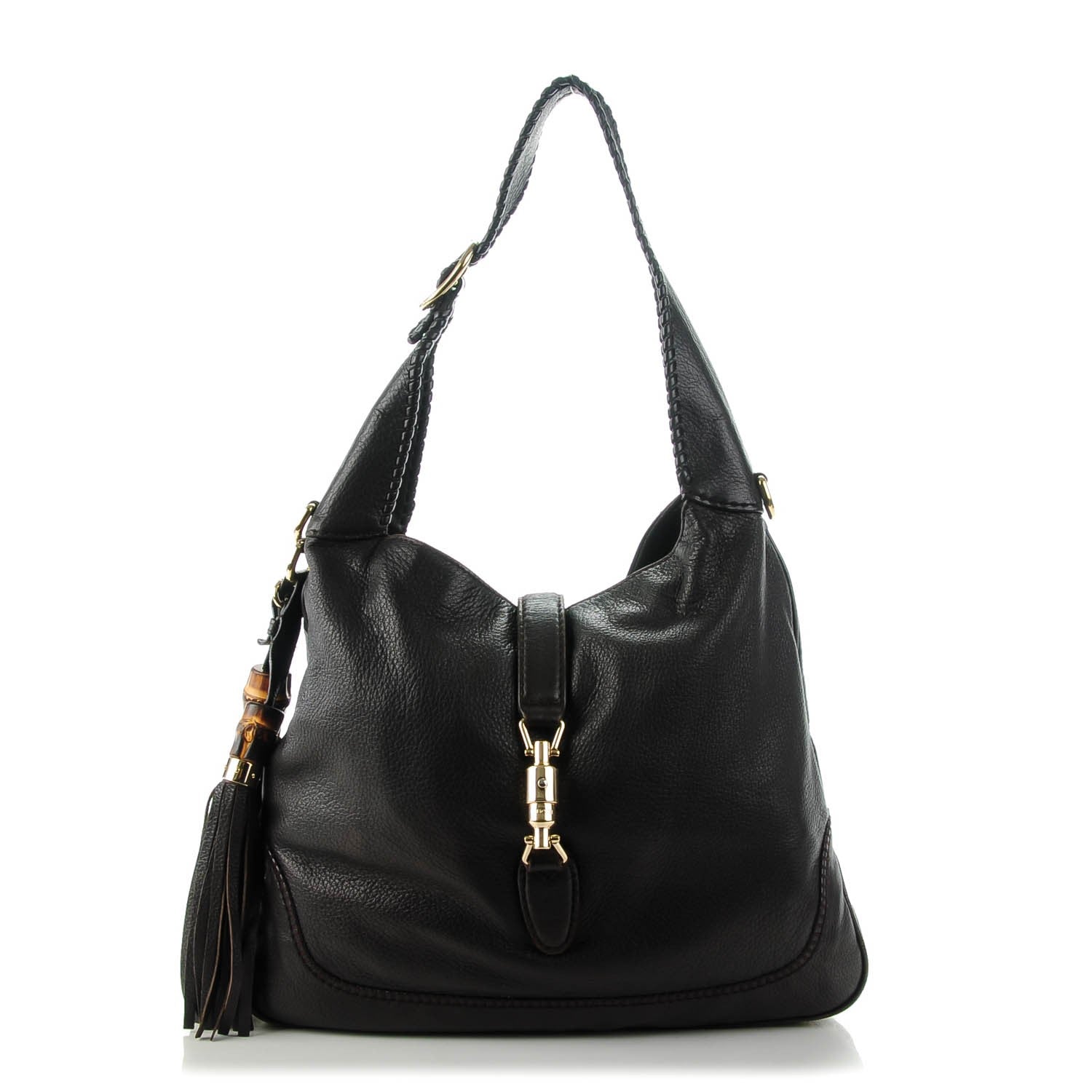 Gucci Pebbled Calfskin Medium New Jackie Shoulder Bag Dark Brown 1 of 7