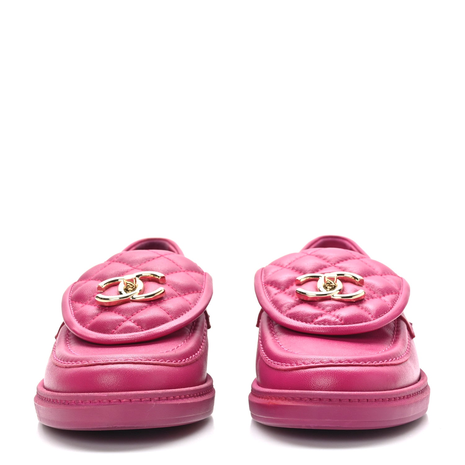 Chanel Lambskin Quilted CC Turnlock Loafers 36 Fuchsia 2 of 9