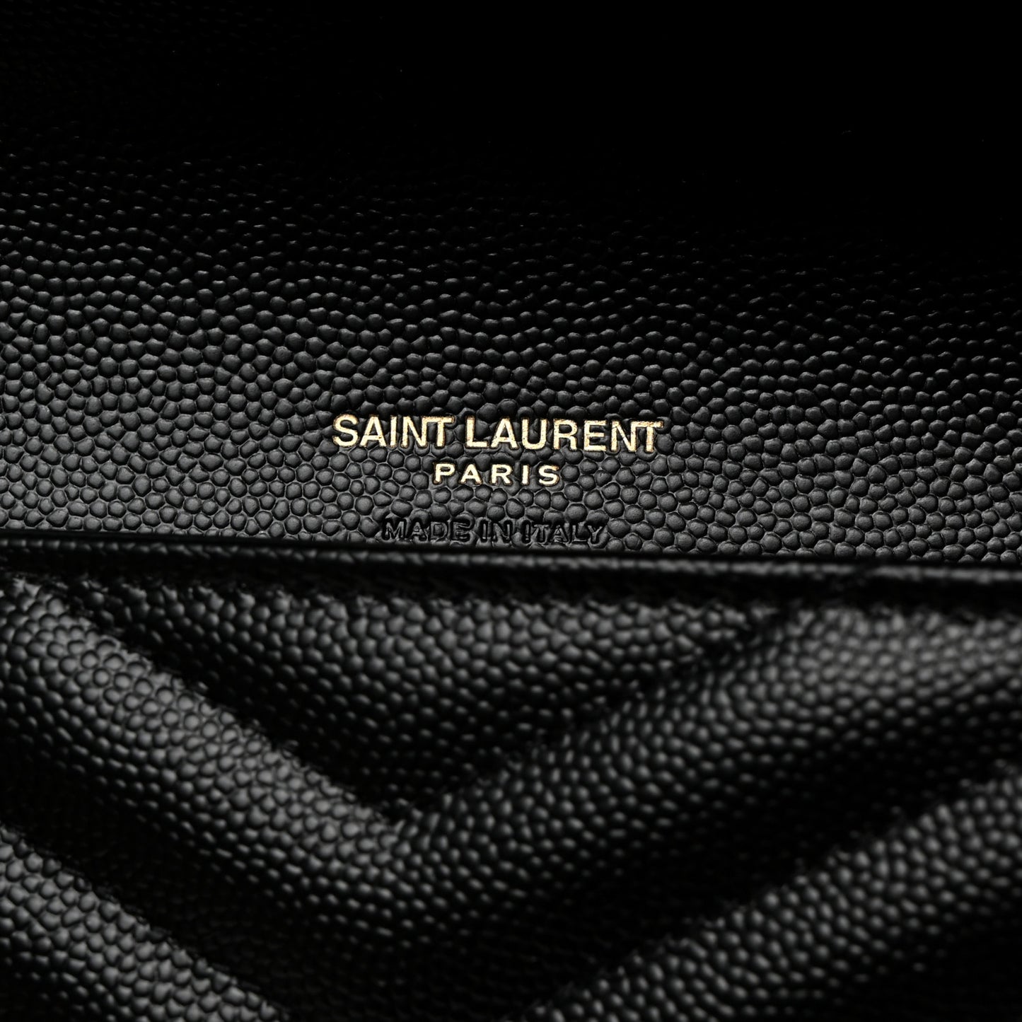 Grain De Poudre Matelasse Chevron Monogram Envelope Clutch Black