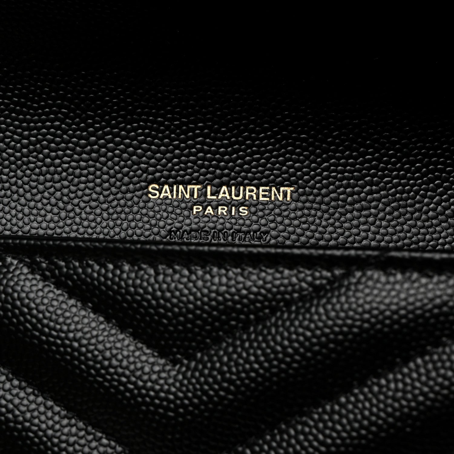 Saint Laurent Grain De Poudre Matelasse Chevron Monogram Envelope Clutch Black 6 of 7