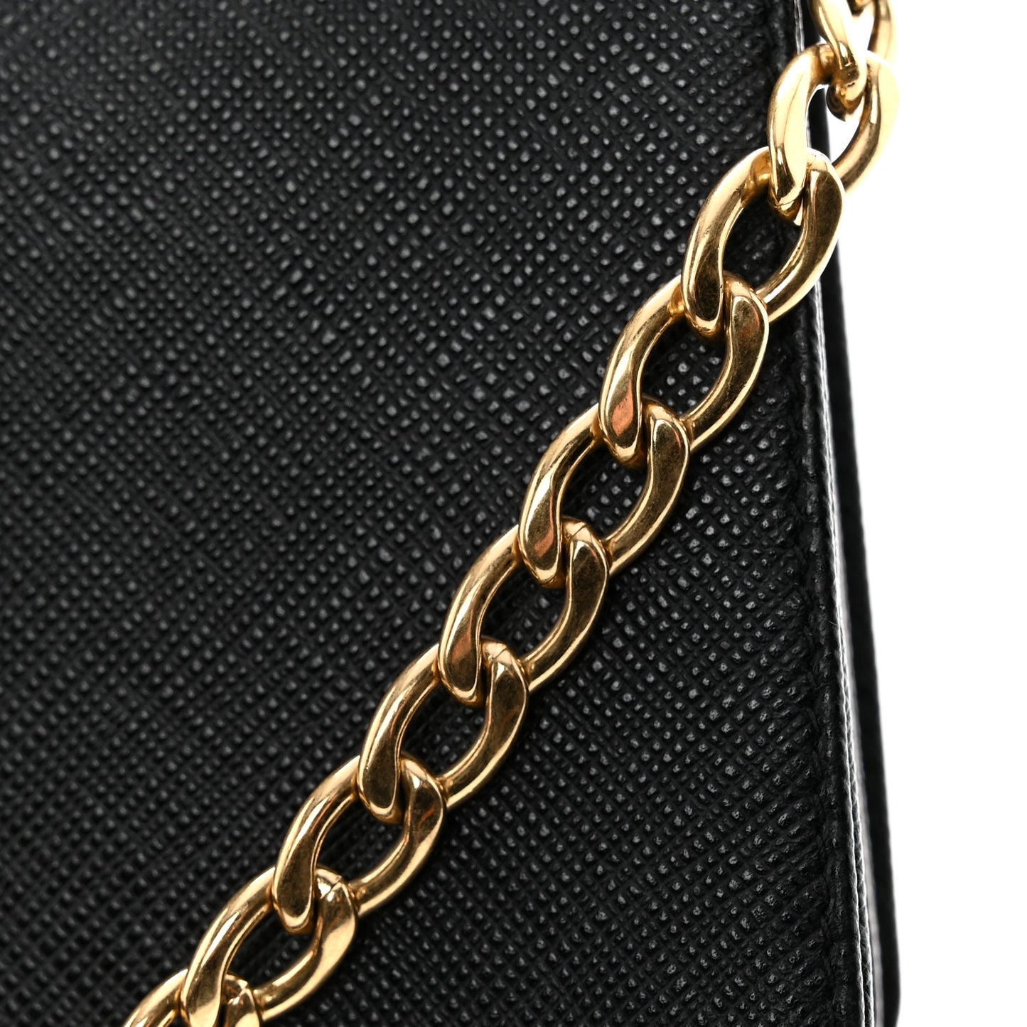 Saffiano Lux Chain Wallet Black