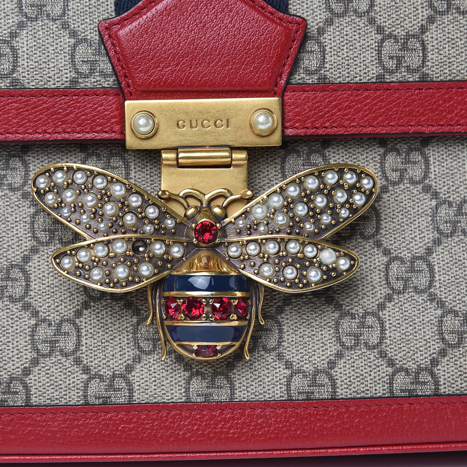Gucci GG Supreme Monogram Medium Queen Margaret Shoulder Bag Red 11 of 13