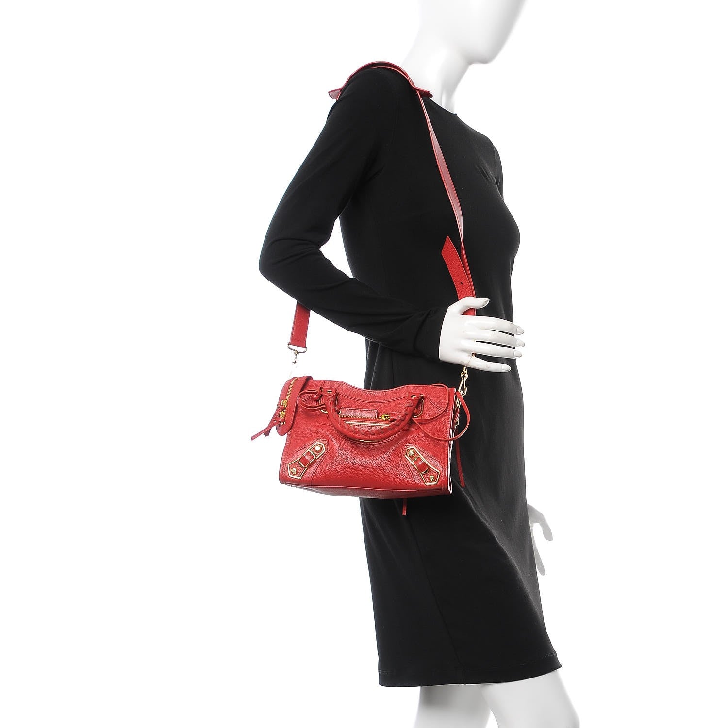 Balenciaga Chevre Gold Metallic Edge Hardware Mini City Rouge Grenade 2 of 7