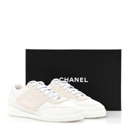 Chanel Calfskin Suede Coco Mark Logo Womens Sneakers 40 White 12 of 12