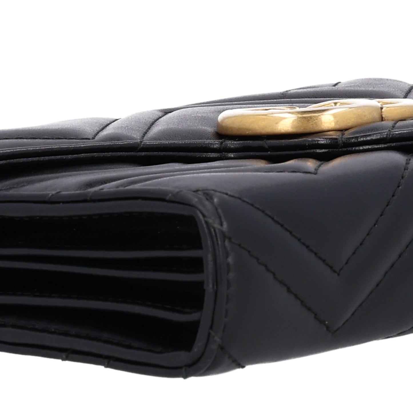 Calfskin Matelasse GG Marmont Chain Wallet Black
