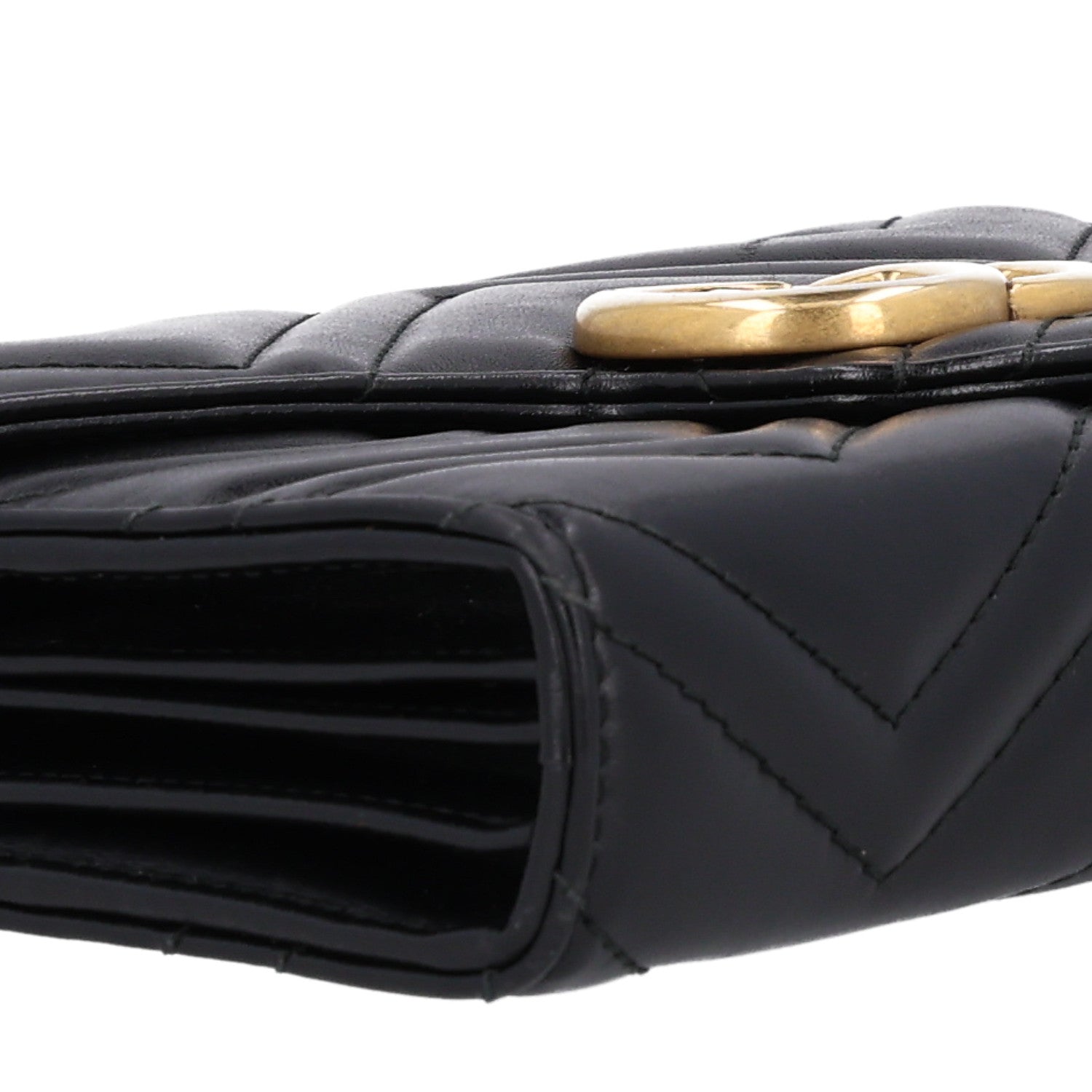 Gucci Calfskin Matelasse GG Marmont Chain Wallet Black 9 of 10