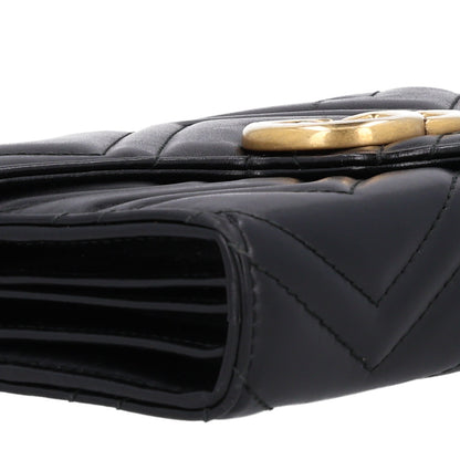 Gucci Calfskin Matelasse GG Marmont Chain Wallet Black 9 of 10