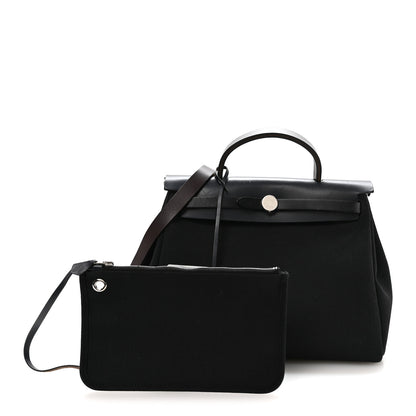 Hermes Military Toile Vache Hunter Herbag Zip Retourne 31 PM Black Bleu Indigo Ebene 3 of 11