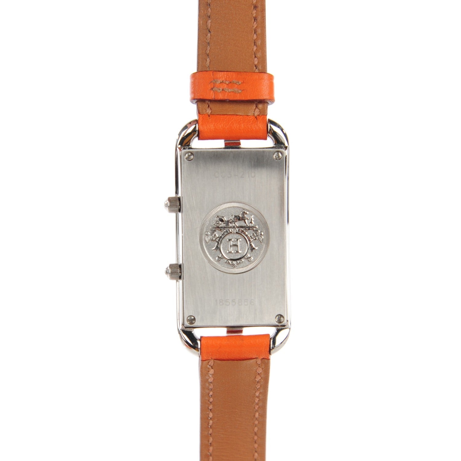 Hermes Stainless Steel Swift 20mm Cape Cod Double Tour Deux Zones Quartz Watch Orange 3 of 7