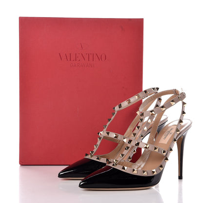 Valentino Garavani Patent Nappa Rockstud Ankle Strap 100mm Pumps 39.5 Black Poudre 9 of 9