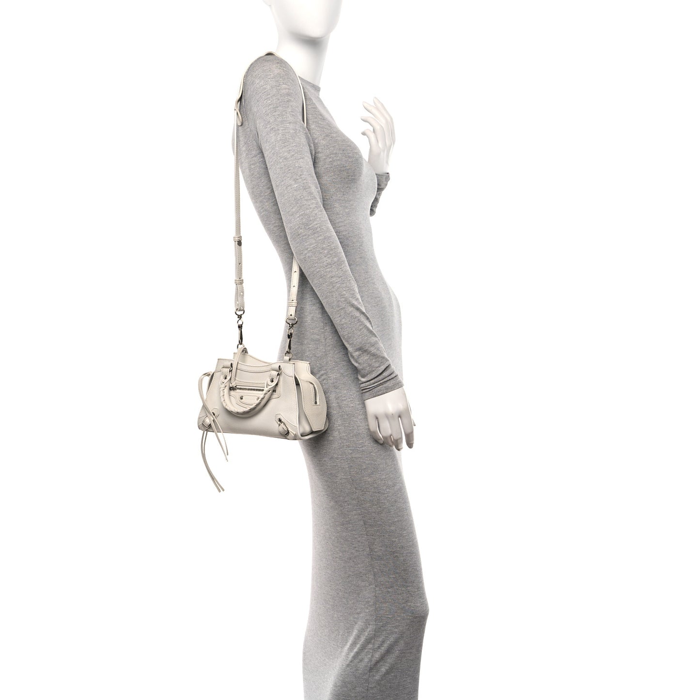 Grained Calfskin Neo Classic Silver Hardware Mini City White
