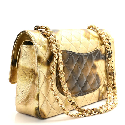Chanel Metallic Goatskin Quilted Medium Double Flap Gold Black 3 of 9