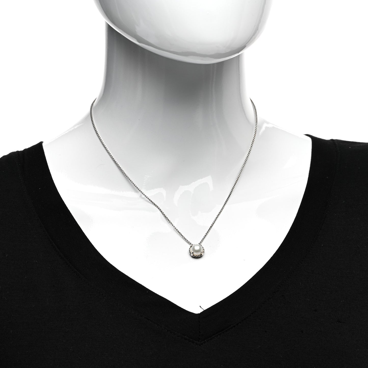 Sterling Silver Pearl 8mm Petite Chatelaine Pendant Necklace