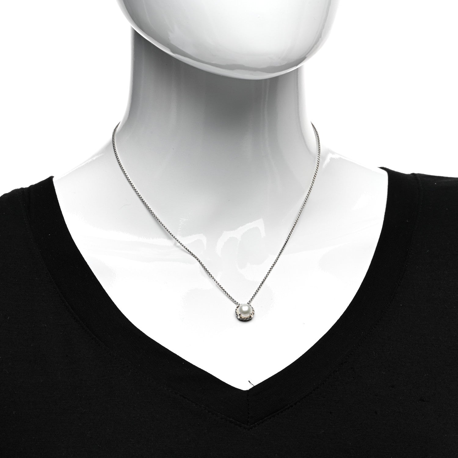 David Yurman Sterling Silver Pearl 8mm Petite Chatelaine Pendant Necklace 2 of 4