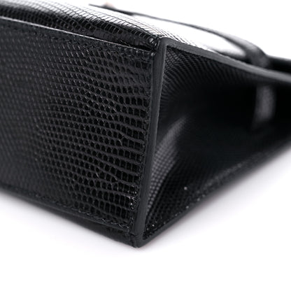 Hermes Lizard Kelly Pochette Clutch Black 9 of 12