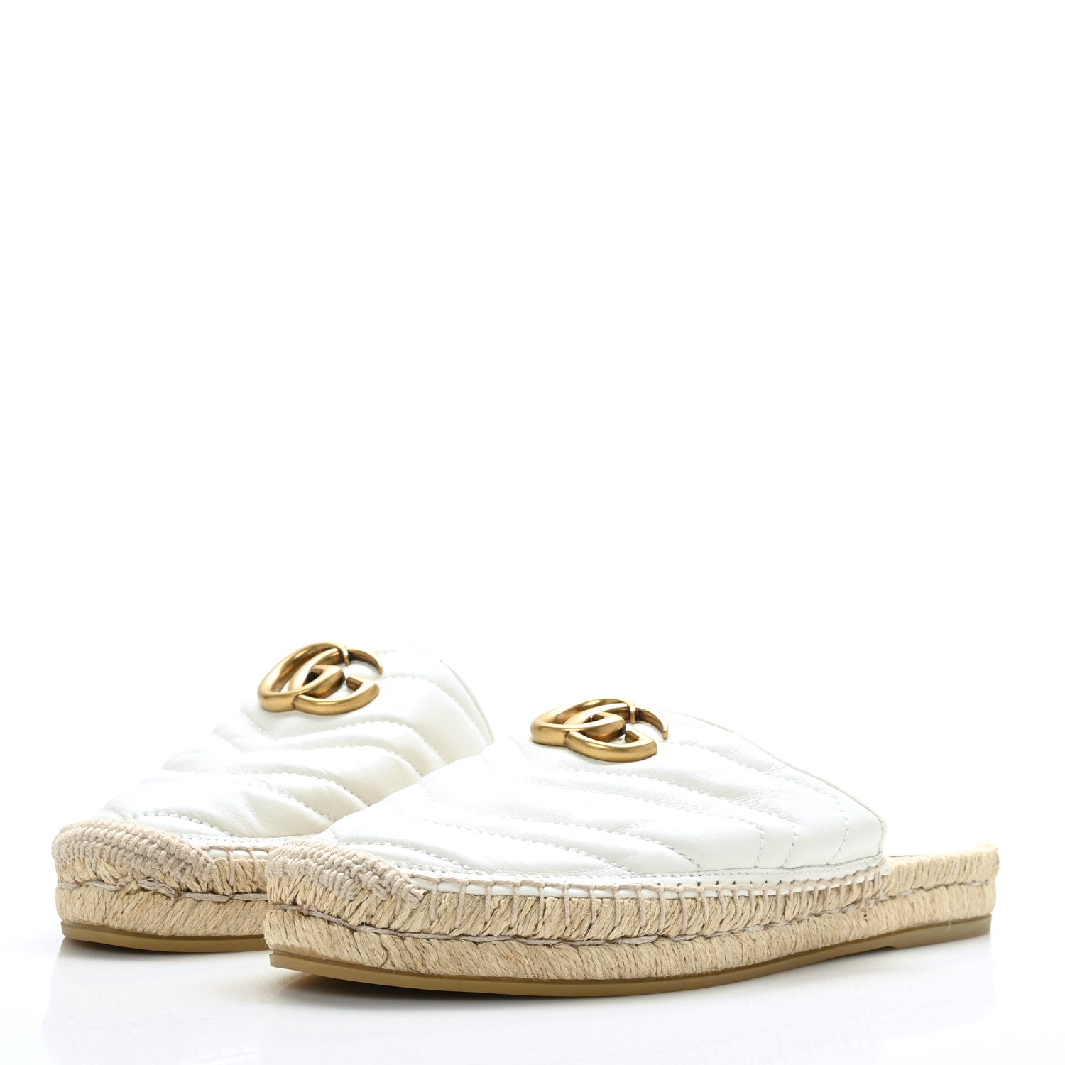 Gucci Nappa Matelasse GG Marmont Espadrille Slippers 38.5 Great White 3 of 8