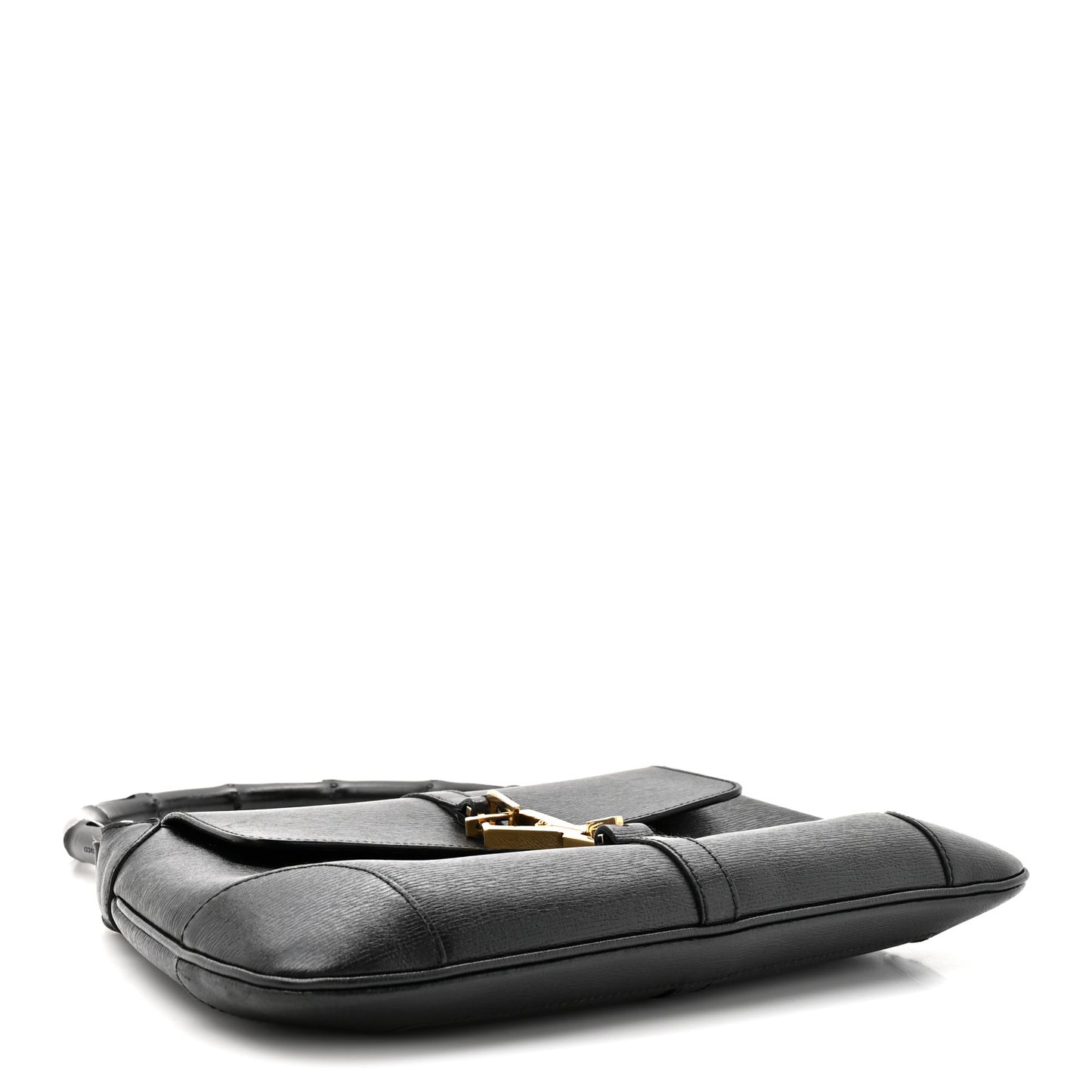 Calfskin Bamboo Handle Jackie O Hobo Black