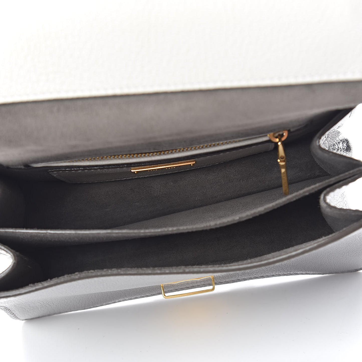Goatskin Bandoliera Madras Bi-Color Shoulder Bag Chrome White