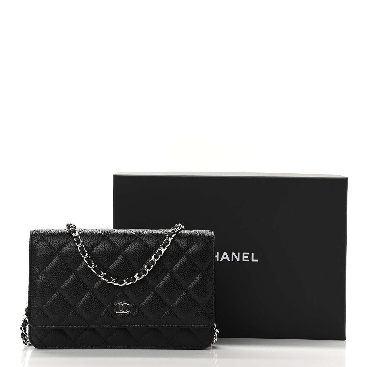 Caviar Quilted Wallet On Chain WOC Black