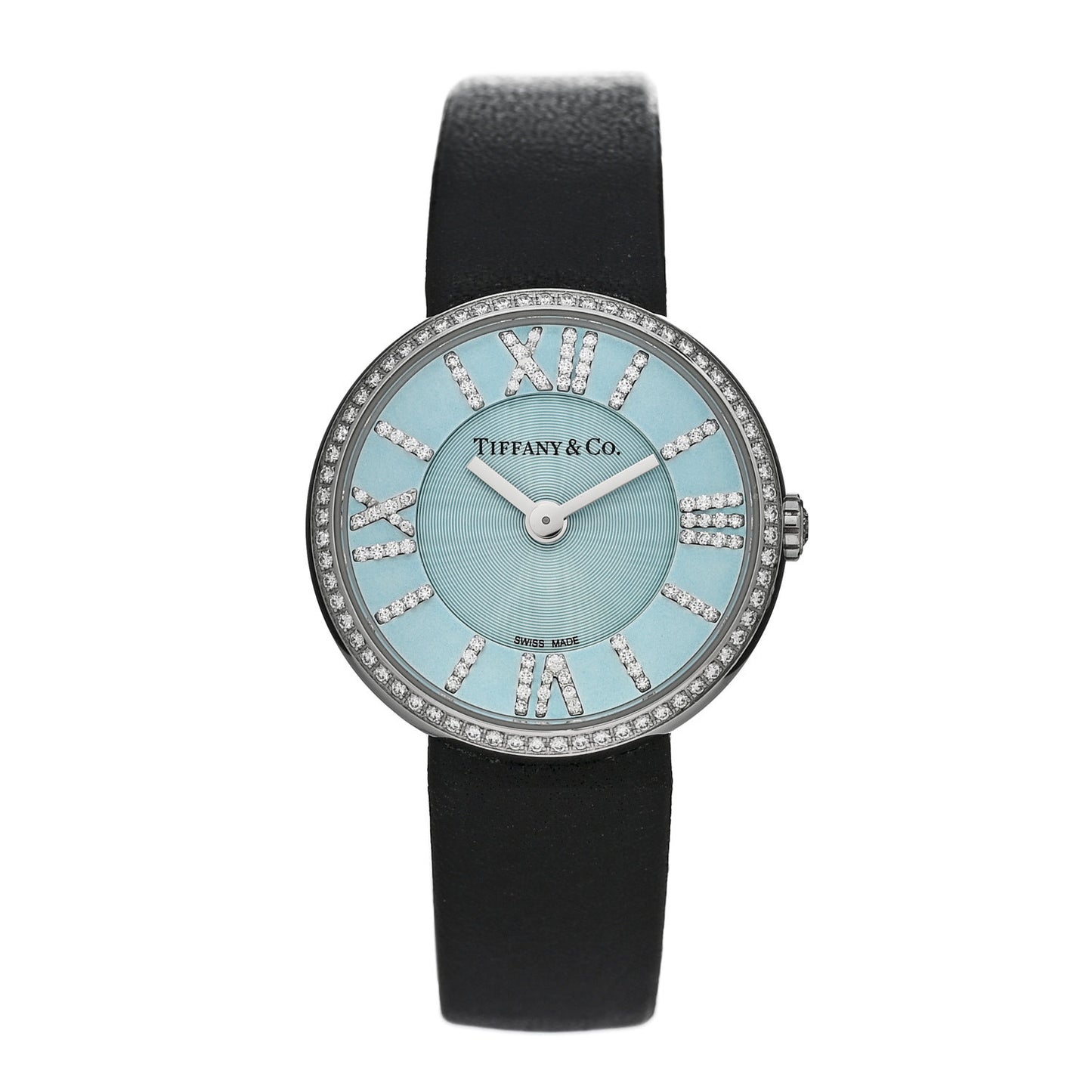 Stainless Steel Calfskin Diamond Bezel 24mm Atlas 2-Hand Quartz Watch Tiffany Blue Tiffany Blue