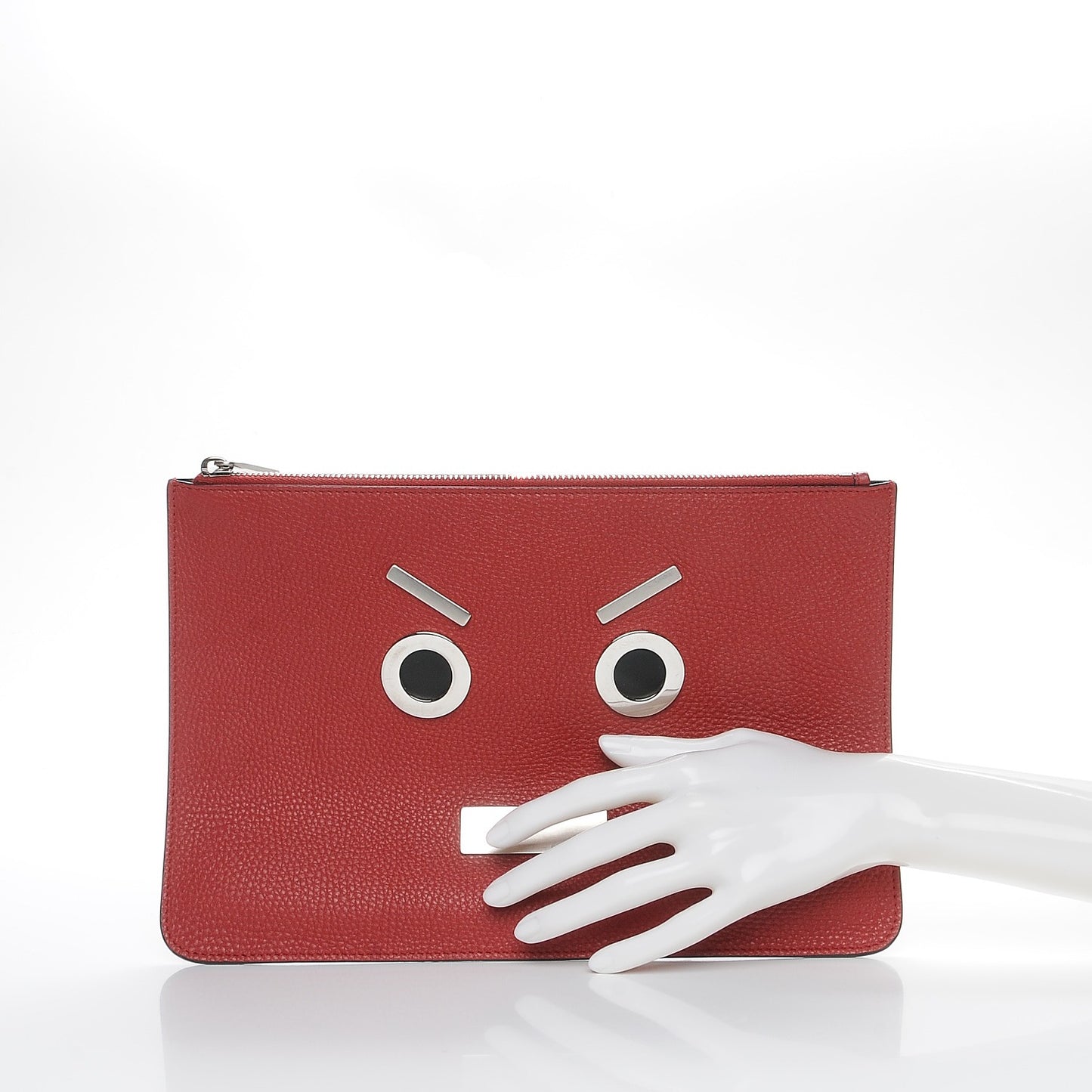 Calfskin Faces Pouch Rosso