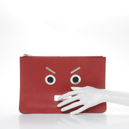 Fendi Calfskin Faces Pouch Rosso 2 of 9