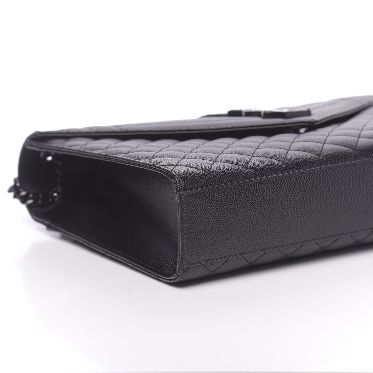 Saint Laurent Grain De Poudre Textured Mixed Matelasse Large Triquilt Monogram Monochrome Satchel Black 7 of 9