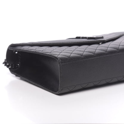 Saint Laurent Grain De Poudre Textured Mixed Matelasse Large Triquilt Monogram Monochrome Satchel Black 7 of 9