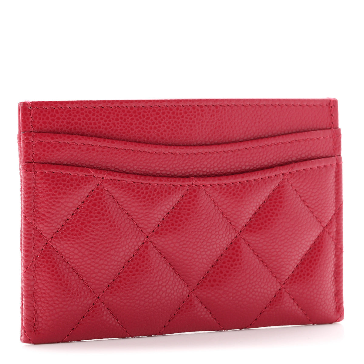 Caviar Quilted Card Holder Dark Red