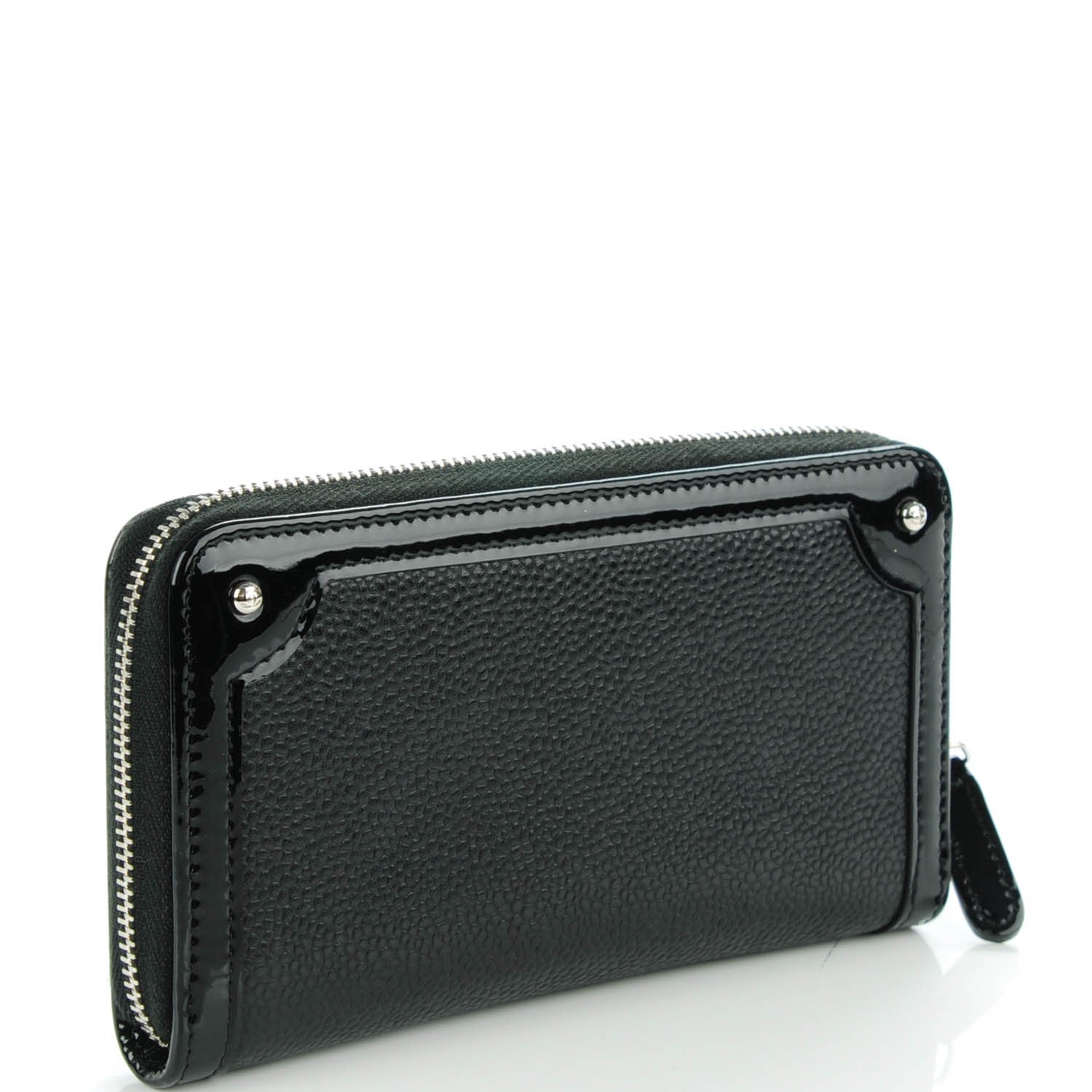 Chanel Caviar Patent Small CC Contour Zip Around Wallet Black 3 of 8