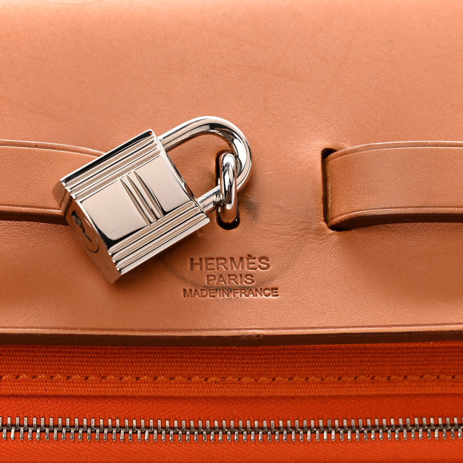 Hermes Vache Hunter Toile Herbag Zip 39 MM Orange Natural 7 of 11